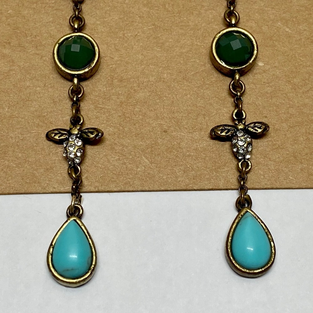 Native American Style Turquoise Earrings Butterfly Dragonfly 3" Dangle‎ Drop GUC - Picture 2 of 7